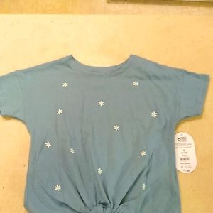 Wonder Nation Children's 6 tie front daisy shirt‎ in teal